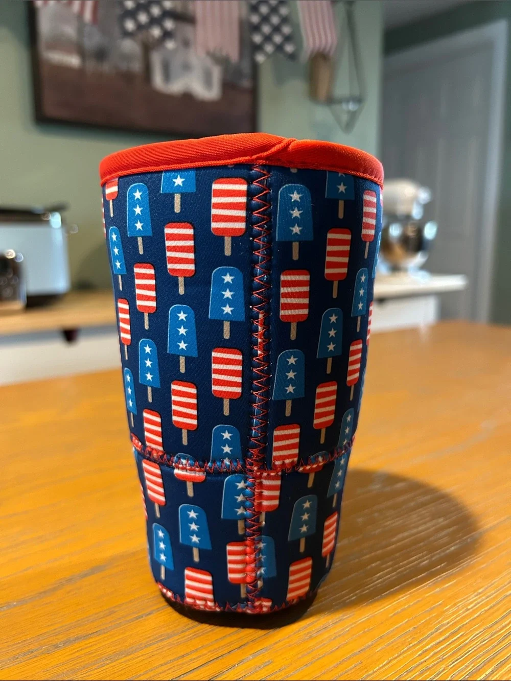JavaSok Patriotic Popsicle Neoprene Can Cooler Large 30-32 oz